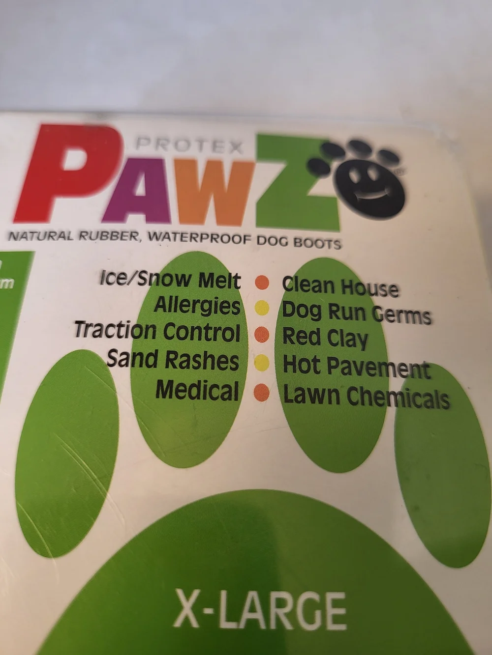 PAWZ Rubber Dog Boots X-Large Green - Waterproof Reusable NIP